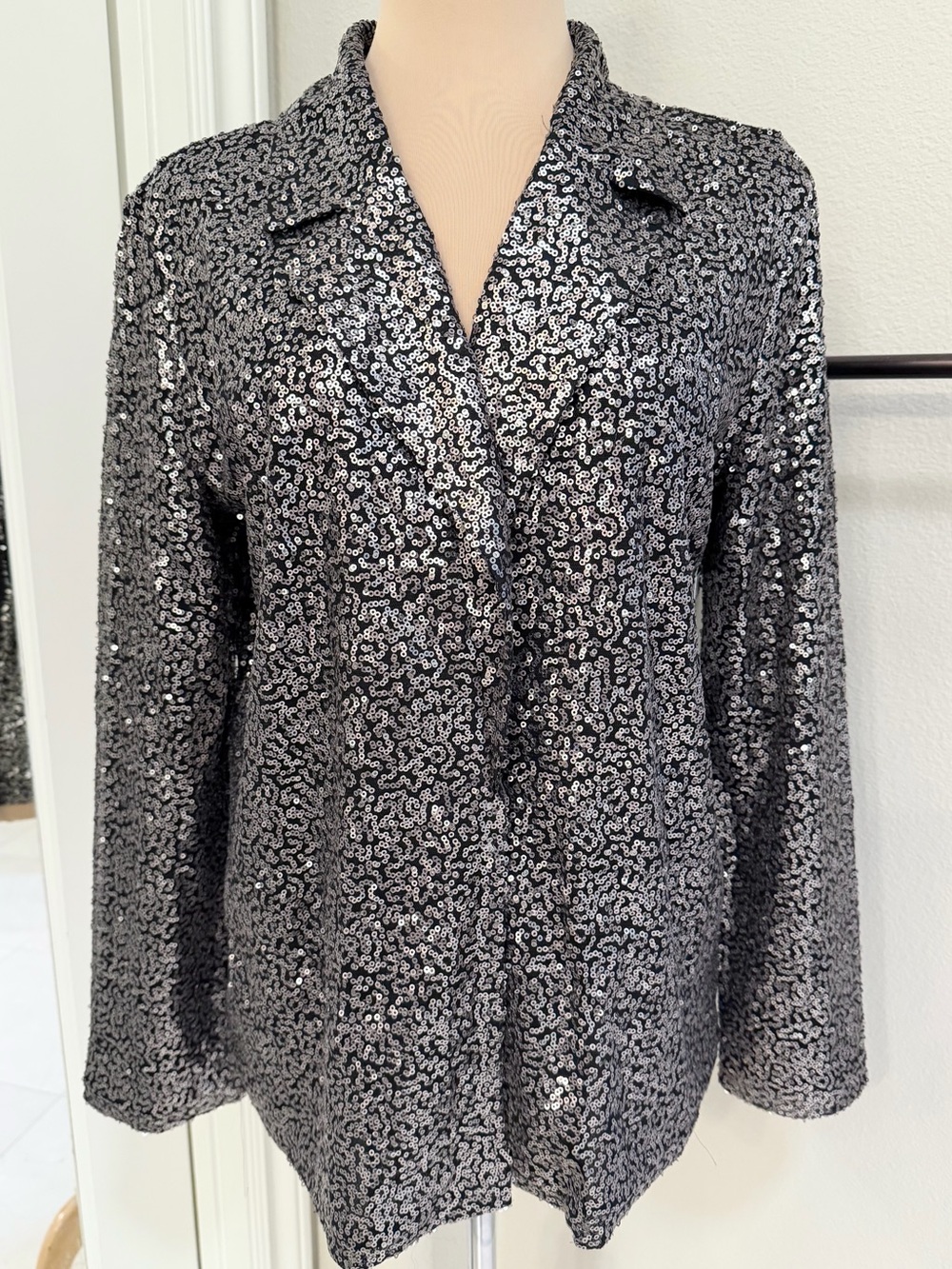 Melrose and Market Gunmetal Sequin Blazer Jacket Medium NWT